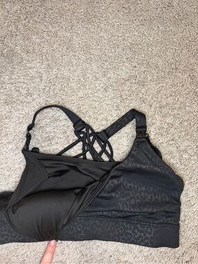 Sweat & Milk Black Leopard-Print Nursing Workout/Sports Bra
